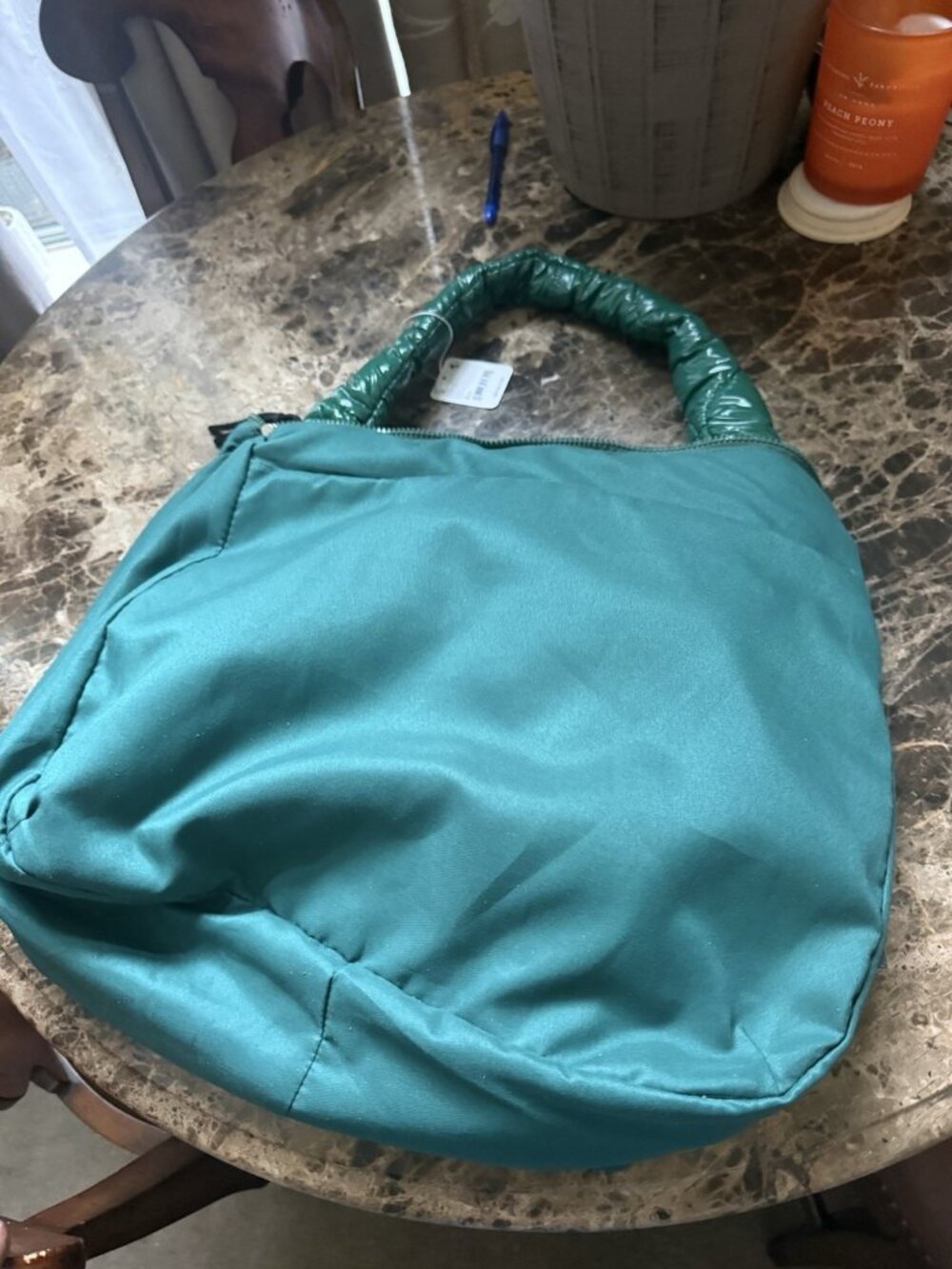 Free People Quilted Carryall Tote Bag surplus Shine Green New with Tags - Picture 6 of 12